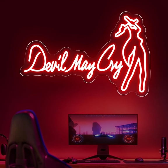 HIBIBUD Devil May Cry Neon Sign,Dmc Led Light,Game Wall Decor,Video Game Neon Sign,Personalized Gifts,Home Wall Decor Room Decoration,Gift for Game Lover,23.6"X15.4"