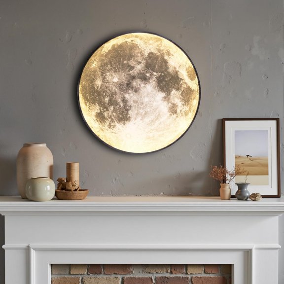 HIBIBUD Dimmable Moon Wall Light 12 Inch Wall Lights with Remote Control Plug-In Modern Led Light,15W Black Wall Lamp Indoor Wall Mounted Ceiling Light Fixture for Bedroom Living Room Corridor