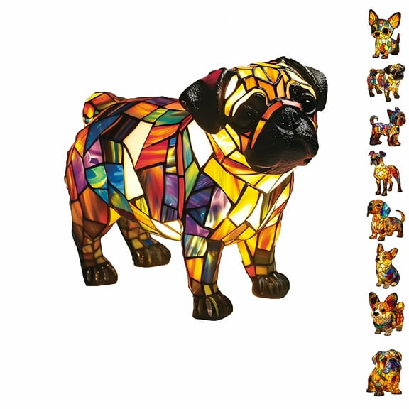 HIBIBUD Dog Breed Night Lamp English Bulldog,French Bulldog,Pug,Corgi,Dachshund,Boxer,Yorkshire Resin Tabletop Art Night Light,Fun Gift for Dog Lovers