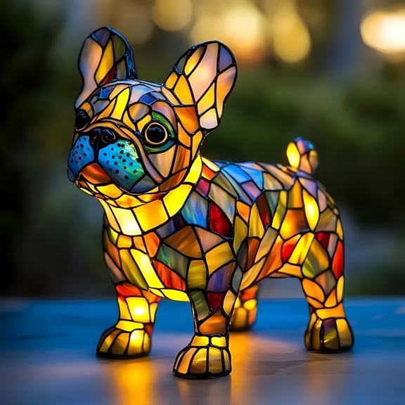 HIBIBUD Dog lamp,French Bulldog Lights,Cute Pet Resin Dog Desktop Night Lights,Vintage LED Table Lamps Home Decor,Animal Series Art Night Lights for Christmas Birthday
