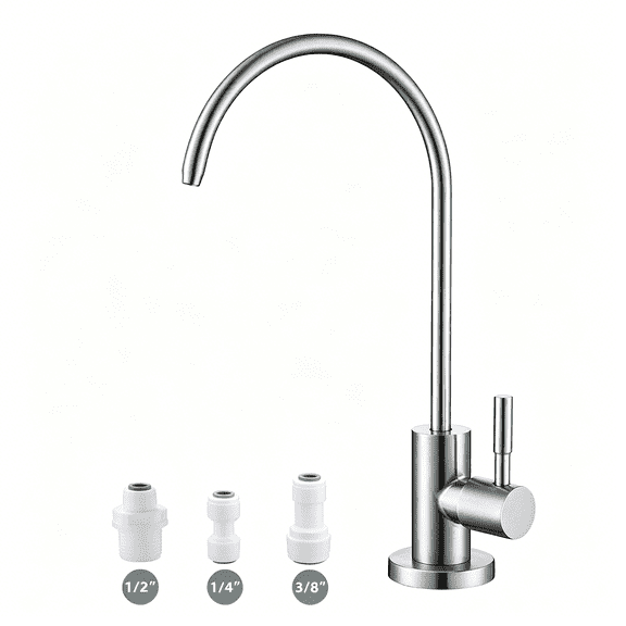 HIBIBUD Drinking Water Faucet, Easy to Install Sink Water Ro Faucet, Lead-Free Reverse Osmosis Faucet for Kitchen Bar Sink, Brushed Nickel Sus304 Stainless Steel Reverse Osmosis Faucet