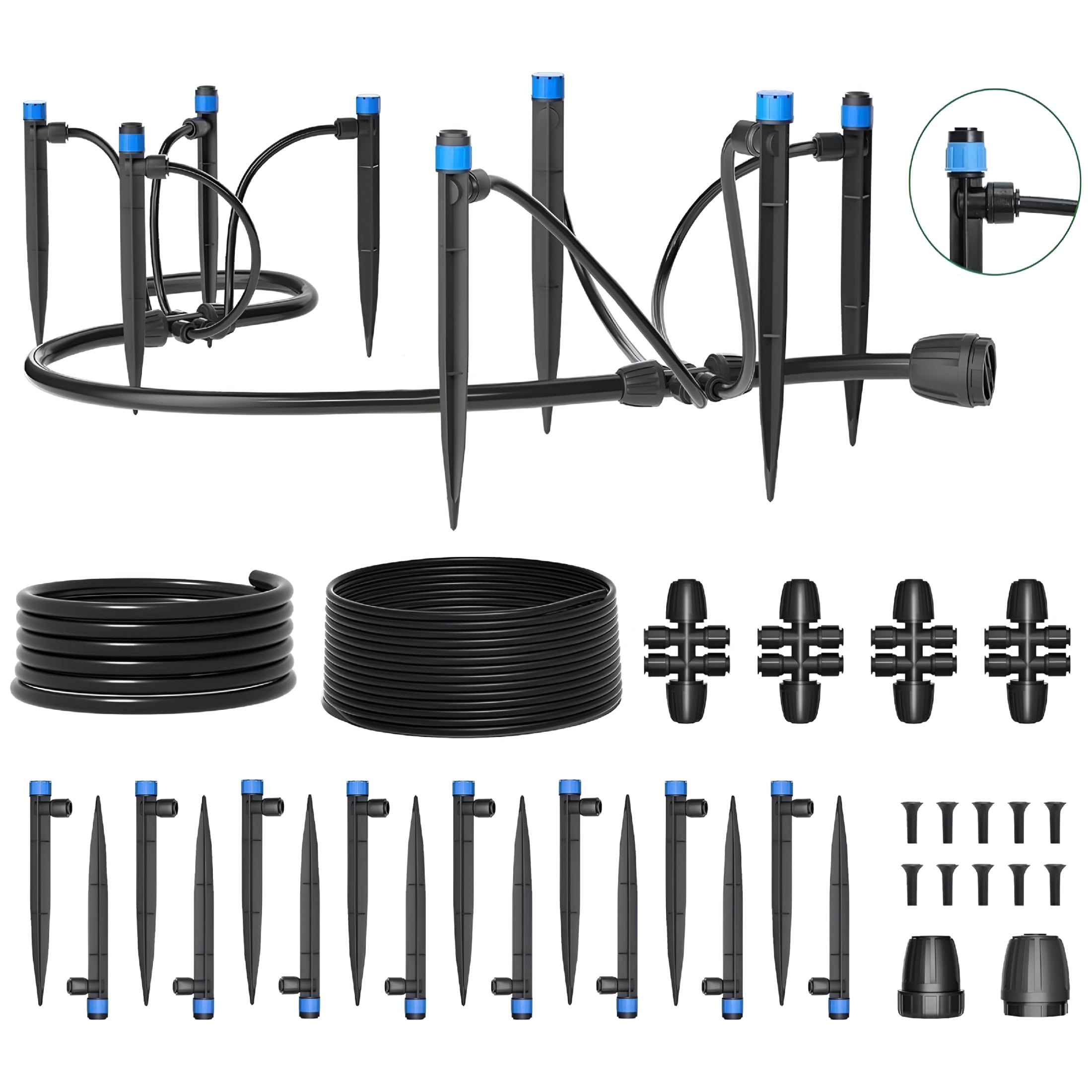 HIBIBUD Drip Irrigation System with Quick Connector,Garden Watering ...
