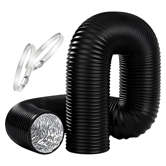 HIBIBUD Dryer Vent Hose,4"x8ft Aluminum Ducting Dryer Vent,4-Layer Indoor Dryer Vent for HVAC Dryer,Heating/Cooling 2 Clamps Included