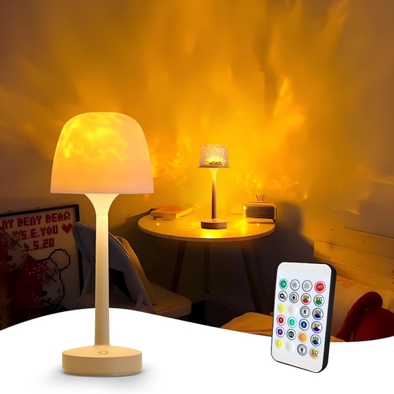 HIBIBUD Dual-Mode Ambient Lamp,Waterproof Shower Lamp with 16 Color Ocean Wave Projector,Rechargeable Shower Light with Touch & Remote Control,Cordless Light for Inside Shower/Bathtub