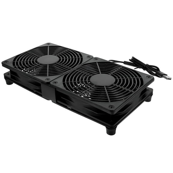 HIBIBUD Dual USB Computer Fan, Ultra-Thin PC Cooling Fan with 3 Speed Settings, Quiet Desktop Fan for Laptop, Gaming Console, Router, and Electronics, 56CFM Airflow, Black