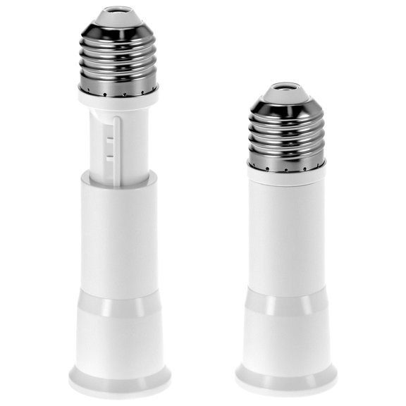 HIBIBUD E26 Light Socket Extender, 2-Pack 4-Level Extendable, Flame-Retardant Pbt, 60W Max, Durable Light Socket Extender