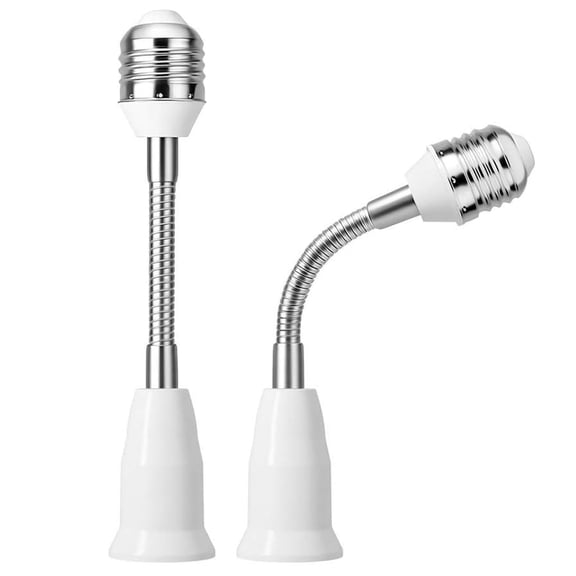 HIBIBUD E26 Light Socket Extender 6.1 Inch,2 Pack E26/E27 Flexible Extension Adapter Adjustable All Direction Bulb Extension Converter Heat Resistant Pbt Material Lamp Holder