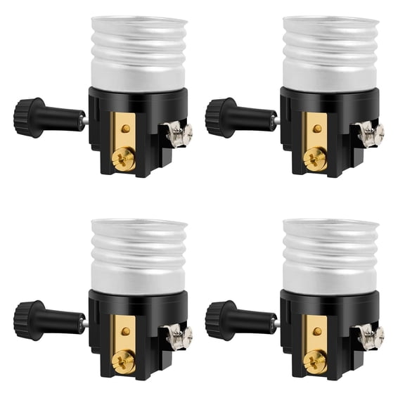 HIBIBUD E26 Light Socket with On/Off Switch Knob - Replacement Parts for Table & Floor Lamps (4 Pack)