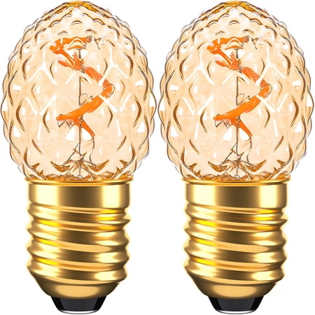 HIBIBUD E26 Low Watt Led Amber Light Bulbs 10Watt,1W Mini Globe Edison Small Light Bulbs,2200K Warm White Decorative Nightlight Bulbs for Indoor Or Outdoor,Glass,80Lumens,2Pcs