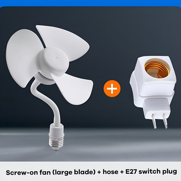 HIBIBUD 2026 New E27 Screw Mini Fan Small Whirlwind Socket Fan Light Portable Bathroom Kitchen Silent Ceiling Fan Strong Wind for Small Rooms, Kitchens, Bathrooms, Home Offices, Personal Cooling