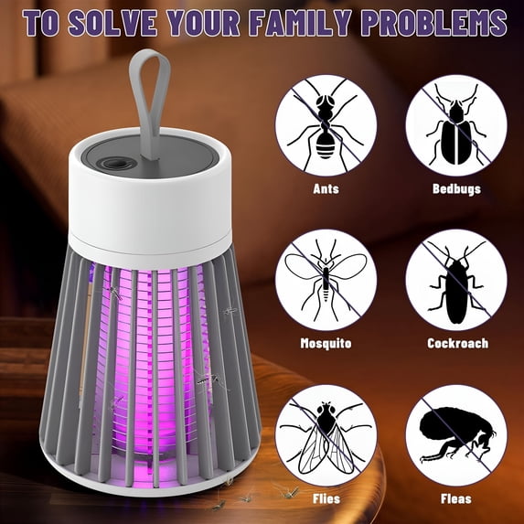 HIBIBUD Electric Bug Zapper Outdoor,Rechargeable Mosquito Lamp with Hanging Loop,Portable Mosquito Killer for Indoor Outdoor Home Camp,Fly Zapper,Fly Traps,Mosquito Zapper