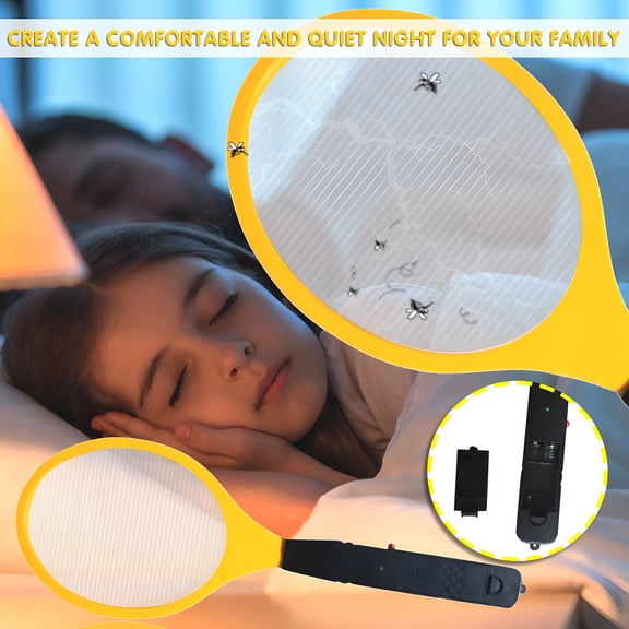 HIBIBUD Electric Fly Swatter Fly Zapper Racket Battery Operated Mosquito Bat for Indoor Outdoor Camping,Indoor and Outdoor Pest Control Mosquito Zapper and Insect Catcher Racket