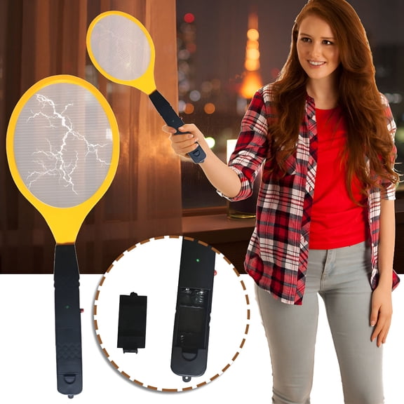 HIBIBUD Electric Fly Swatter,Handheld Bug Zapper Electric Fly Swatter for Indoor/Outdoor,Battery-Operated Tennis Racket Zap Portable Fly Zapper,Yellow