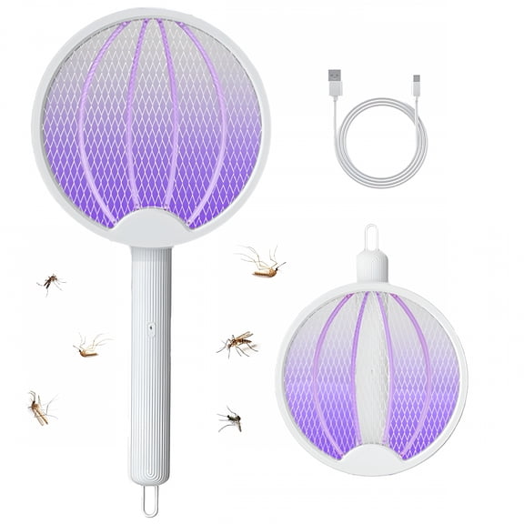 HIBIBUD Electric Fly Swatter Racket,2 in 1 Electric Bug Zapper USB Rechargeable,2700V Indoor Outdoor Mosquitoes Zapper,Cordless Insect Killer Trap Home Office Camping Patio