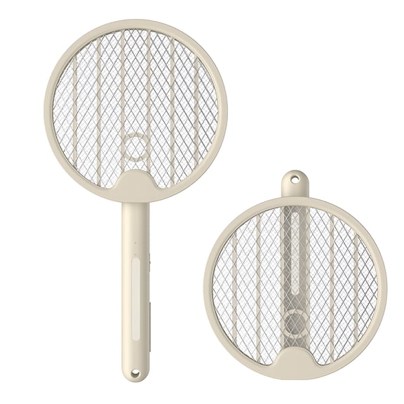 HIBIBUD Electric Fly Swatter Racket, 2 in 1 Smart Bug Zapper with Usb Rechargeable Base, Powerful Mosquitoes Trap Lamp & Fly Killer with 3-Layer Safety Mesh, Electric Mosquito Swatter