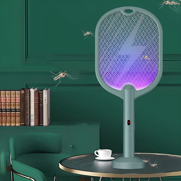 HIBIBUD Electric Fly Swatter Racket,2 In 1 Smart Mosquito Racket With USB Rechargeable Base,Powerful Mosquito Trap Lamp With 3-Layer Security Mesh For Home,Bedroom