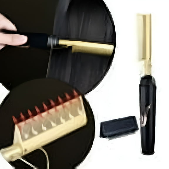 HIBIBUD Electric Hot Comb Hair Straightener Comb Ceramic Pressing Comb for Black Hair Wigs with Anti Scald Case Voltage and 60 Min Auto Shutoff Gold Hair Curler