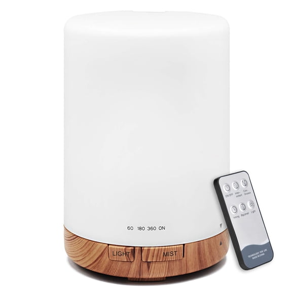 HIBIBUD Essential Oil Diffuser for Home,300 Ml Humidifier with Automatic Shut-Off,Quiet Aromatherapy Diffuser with 7 Led Lights for Living Room,Kitchen,Bedroom,Hotel-Light Brown