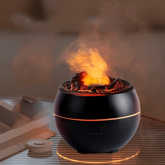 HIBIBUD Essential Oil Diffusers Large Room 360ml Flame Aromatherapy Diffuser for Home Bedroom for Run 24 Hours and Auto Off Big Humidifier Ultrasonic 7 Colors LED Night Light-Black
