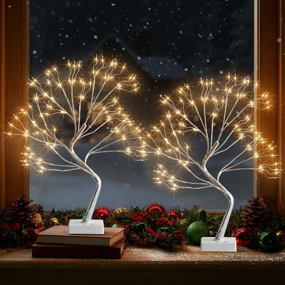 HIBIBUD Fairy Light Tree, 108 Led Light Up Trees Decor Indoor, 8 Modes Fairy Light Spirit Tree for Christmas Decorations, Usb& Battery Tabletop Bonsai Tree for Home Bedroom Decorations