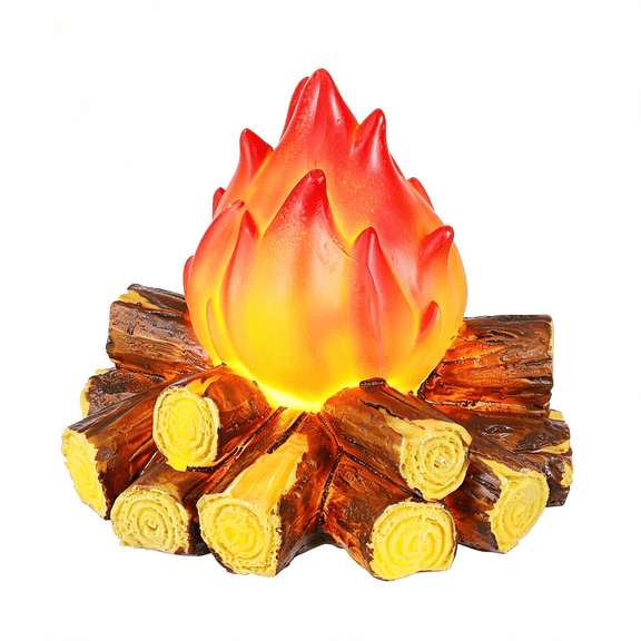 HIBIBUD Fake Campfire Night Light,Artificial Flame Light Fake Fire Pit 3D Campfire Lamp with Realistic Log Flameless Halloween Christmas Festival Party Decora for Bar Home Garden Yard