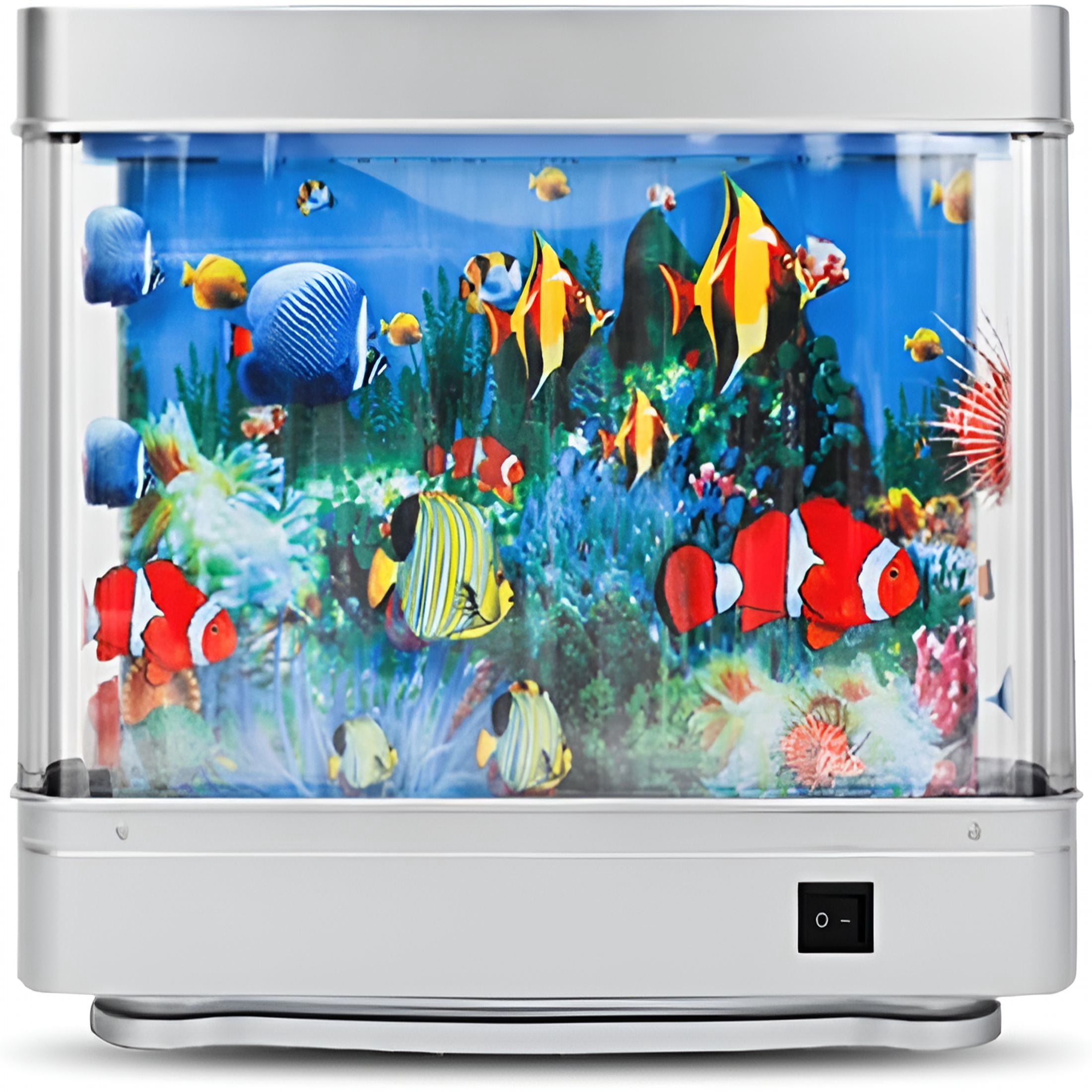 HIBIBUD Fake Fish Tank Mini Aquarium, Virtual Ocean Motion Artificial Tropical Fish Decorative, Aquarium Lights Motion Lamp Night Light with Moving Fish (USB)