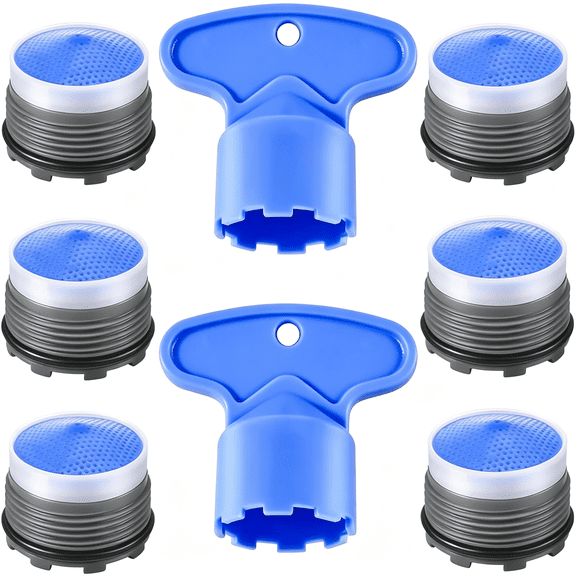 HIBIBUD Faucet Aerator M18.5,6Pcs Aerator Replacement for Sink Faucet Flow Restrictor,Kitchen Bathroom Sink Aerators with Key Removal Wrench Tool,18.5Mm/0.73Inch