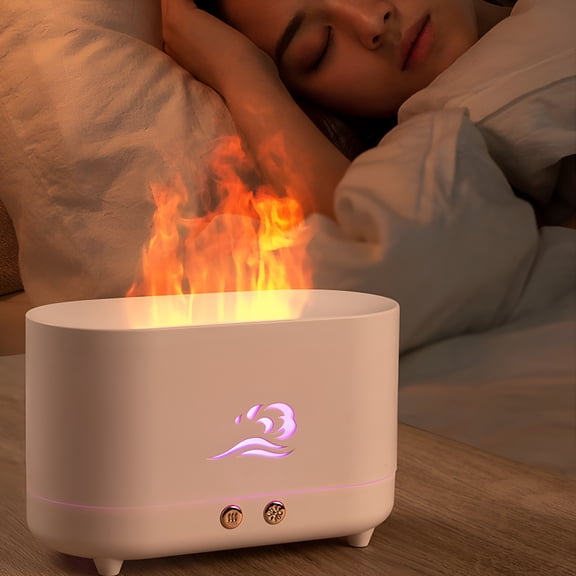 HIBIBUD Flame Essential Oil Diffusers,Upgrade 7 Colour Lights Aromatherapy Diffuser,Oil Diffuser,Aroma Diffusers for Home,Bedroom,Timer & Waterless Auto off