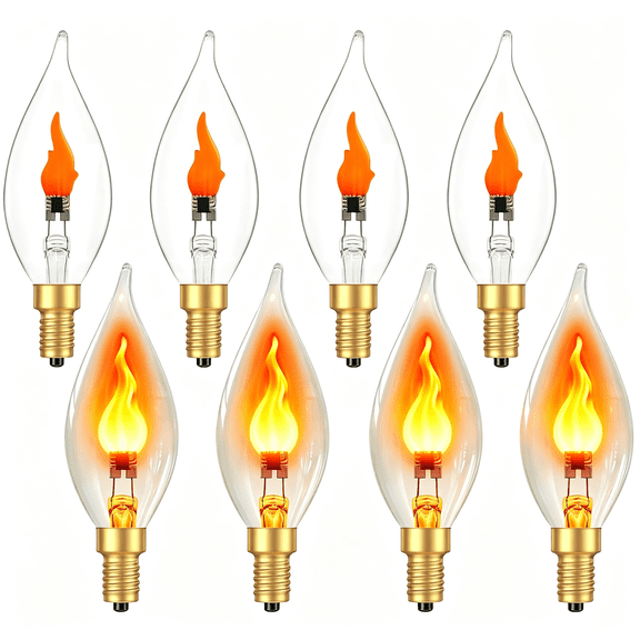 HIBIBUD Flame Light Bulbs E12 Candelabra, Realistic Flickering Led Fire Light Bulb, Flicker Bulb for Lantern Lamp Chandelier, Halloween Christmas Holiday Indoor Outdoor Porch Patio Decorations8