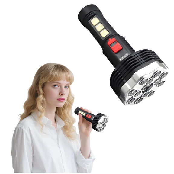 HIBIBUD 6.5" Tactical Flashlight,Rechargeable COB Light,Waterproof for Camping,Fishing