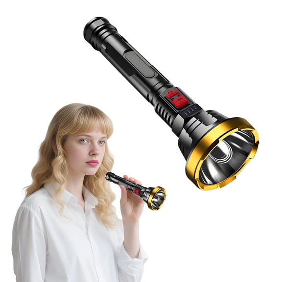 HIBIBUD Flashlights High Lumens,All-Aluminum Reflector Bright Flashlight,Three Levels of Dimming Led Flashlight,Gold