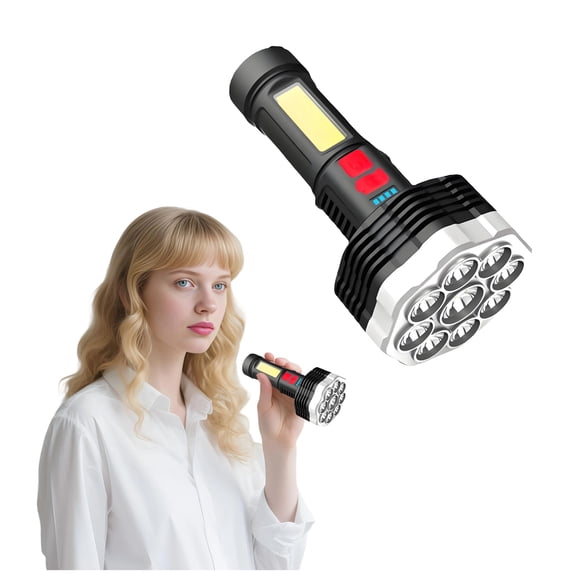 HIBIBUD Flashlights High Lumens,Smart Electronic Display Led Flashlight,9-Core Wick Rechargeable Flashlights,Black2
