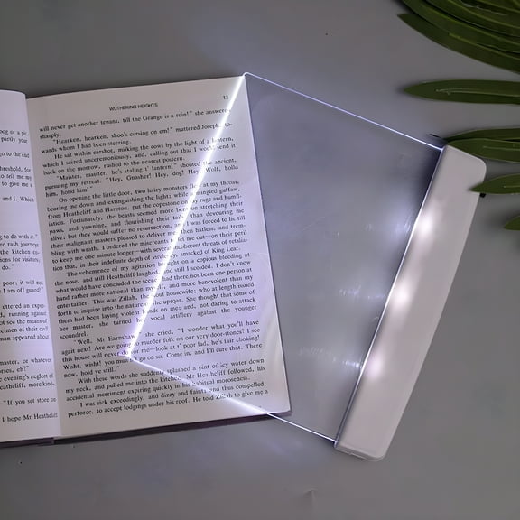 HIBIBUD Flat Book Light for Reading in Bed at Night Clear LED Book Full Page Light Illuminator Panel Plate Lamp Board Wireless (White)