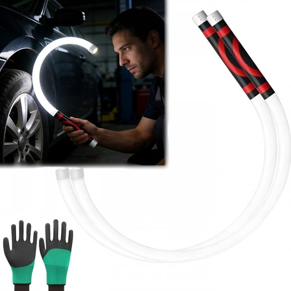 HIBIBUD Flexible LED Flashlight Stick,27" Bendable Mechanic Light,Work Light with High-Lumen LED,3 Brightness Modes,Rechargeable Flexible Light for Mechanics,Car Repairs,Inspections&Tight Spaces