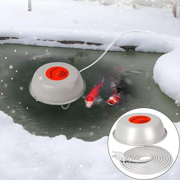 HIBIBUD Floating Pond Heater De-Icer, Thermostatic Outdoor Fish Pond Warmer with Auto Shutoff, Durable Cast Aluminum Tank Heater with 10Ft Cord