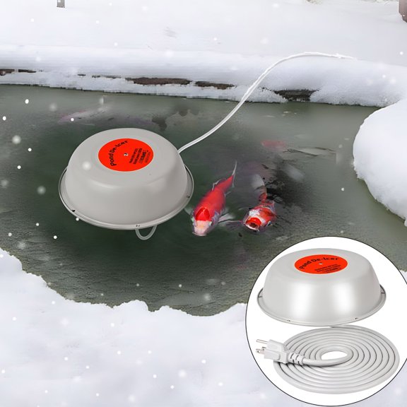 HIBIBUD Floating Pond Heater,Thermostatic Control Outdoor Fish Pond De-Icer with Auto Heating & Shut Off Function,Durable Cast Aluminum Tank Water Heater Deicer with 10FT Power Cord