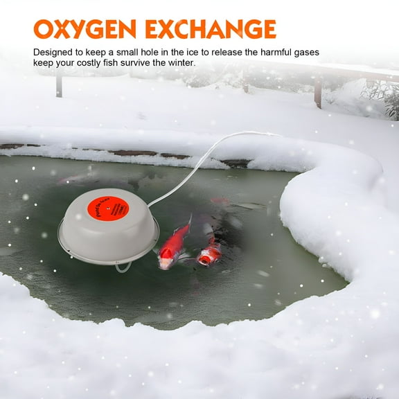 HIBIBUD Floating Pond Heater,Thermostatic Control Outdoor Fish Pond De-Icer with Auto Heating & Shut Off Function,Durable Cast Tank Water Heater Deicer