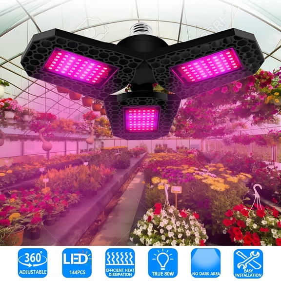 HIBIBUD 2026 New Foldable Led Plant Grow Light Bulb Red Blue Ip65 Waterproof Plants Succulents Vegetables Flowers Growing Lamp-144 Beads