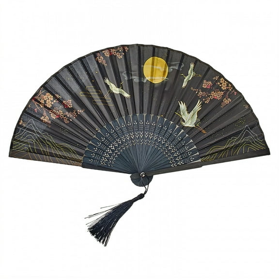 BESTSKY Folding Fan Clacking Fans for Line Dancing Tassel Detailing Large Hand Fans for Dance