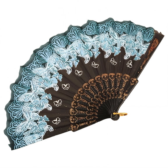 BESTSKY Folding Fans Handheld Metallic Fan Axle Holder Large Folding Fans for Dancing Style3