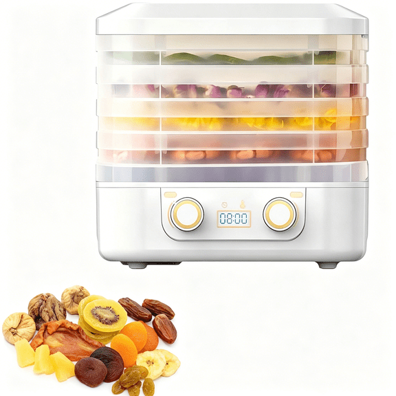 HIBIBUD Food Dehydrator Machine,Small Food Dehydrator Dryer,5 Stackable Trays Freeze Dryer,Digital Timer & Adjustable Temperature Control Dehydrator for Jerky,Herb Drying Rack for Fruits,Meat,Snacks