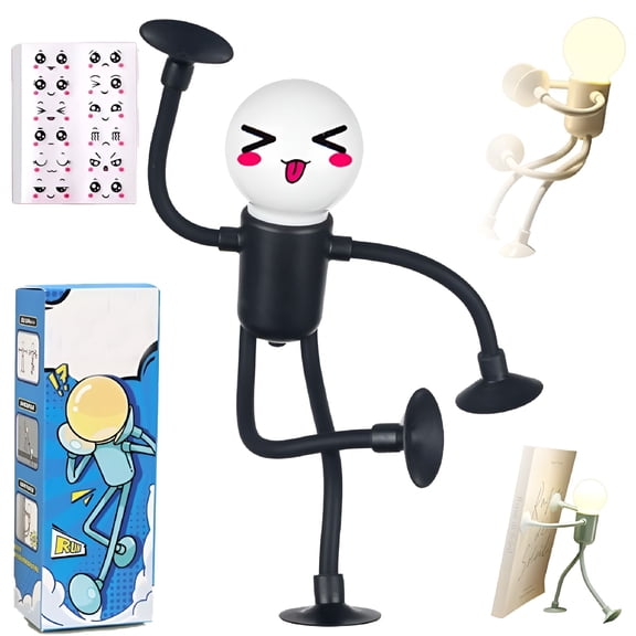 HIBIBUD Funny Sportsman Night Light Changeable Shape,Bendable Suction Cup Table Desk Lamp for Home Decor,Diy Lights for Bedroom,Bathroom,Corridor,Kitchen,Christmas Gift Ideas(1Pc,Black)