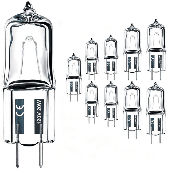 HIBIBUD G8 Halogen Bulb, 10Pcs 20W 120V G8 Base Bi-Pin Xenon Light Bulbs Jcd Type, Warm White Dimmable with Long Lasting Lifetime for under Cabinet Puck Lights