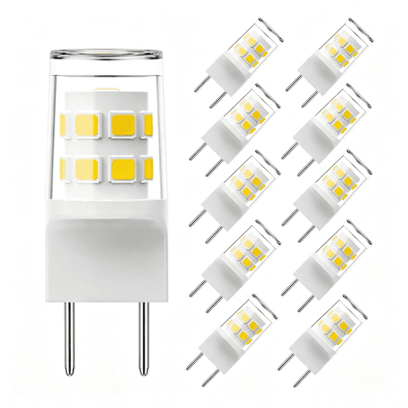HIBIBUD G8 Led Bulb 3W Equivalent to 15W-20W G8 Halogen Bulbs,T4 Jcd Type Bi-Pin G8 Base,G8 Bulb 6000K Daylight White,120V Ac,Energy Efficient Replacement for under Cabinet,Puck Lights-10 Pack