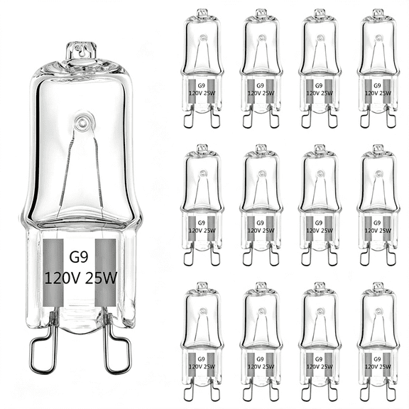 HIBIBUD G9 Halogen Light Bulbs 25W 120V T4 Jcd Type Bi-Pin (12 Pack) Xenon Small Light Bulb for Chandelierspendantscabinet Lightsbathroom Light Bulbswarm White 2700Kdimmable