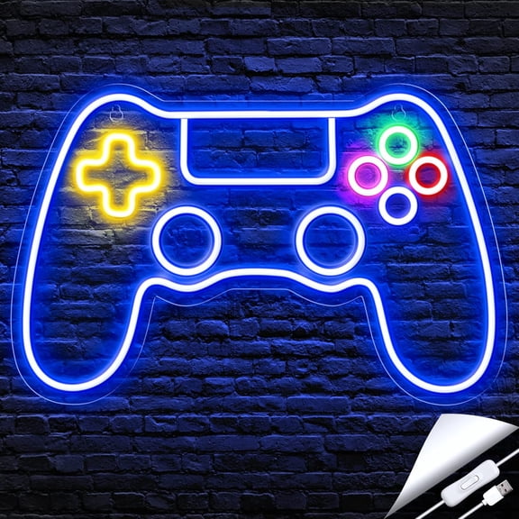 HIBIBUD Gamer Neon Sign, Game Controller Led Sign for Gaming Room Decor - Game Neon Sign for Teen Boy Room Decor - Best Gamer Gifts for Boys, Kids Game Controller Gaming Room Decor