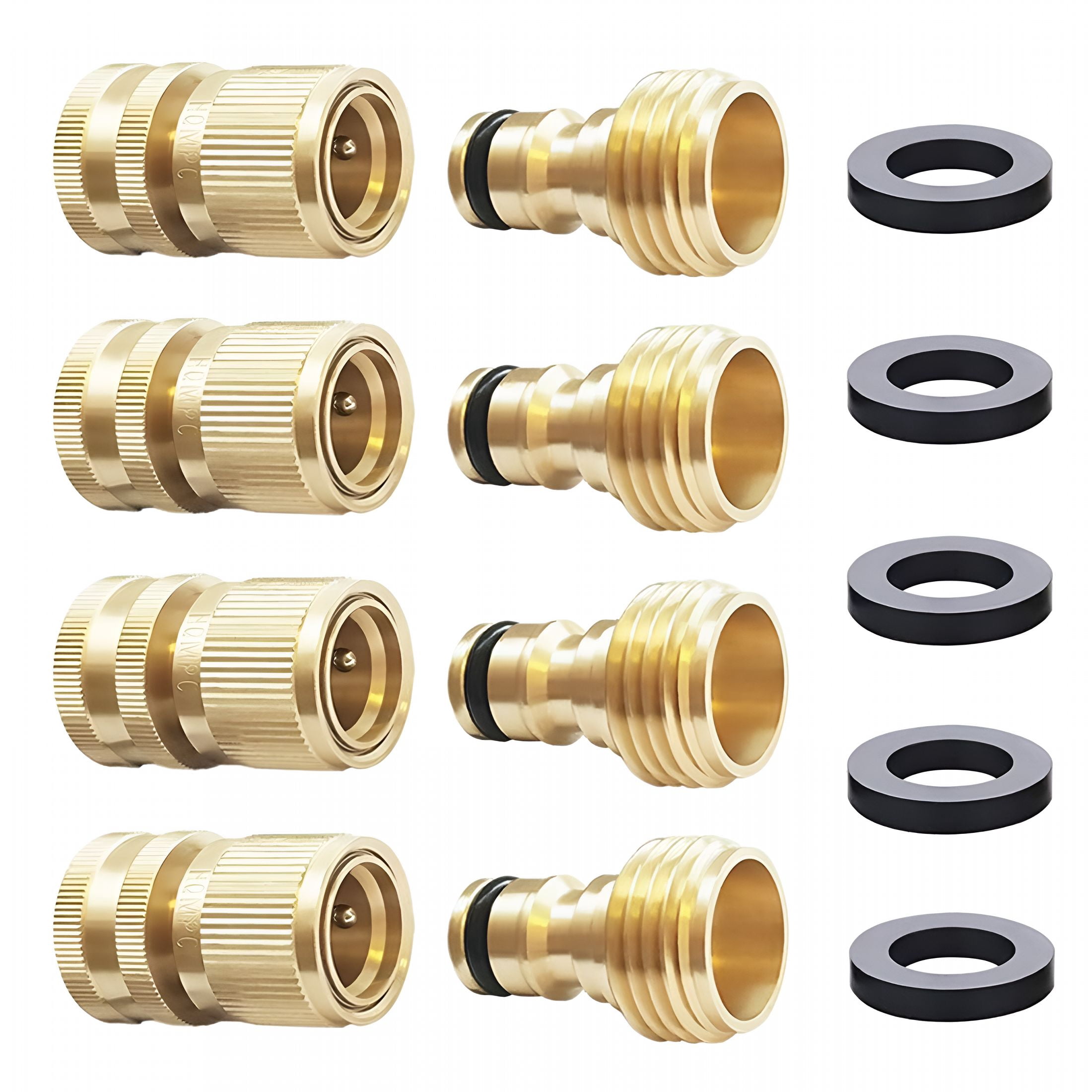 HIBIBUD Garden Hose Quick Connect,Solid Brass 3/4 Inch Ght Leak-Proof Connectors,Heavy Duty Male&Female Quick Connect Hose Fittings,Easy Connect Water for Sprinkler&Pressure Washer