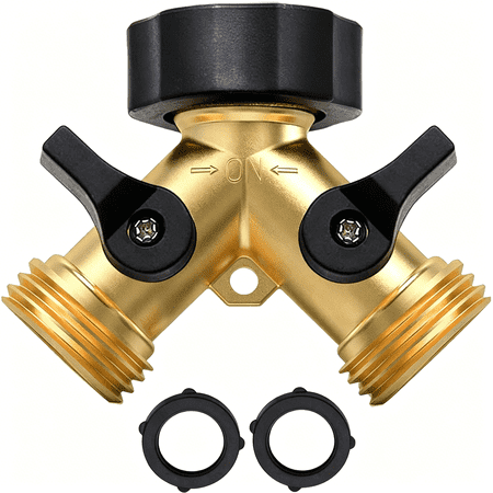 HIBIBUD Garden Hose Splitter 2 Way,Y Connector Brass Garden Hose Adapter