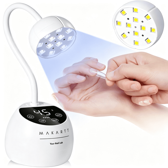 HIBIBUD Gooseneck Uv Light for Gel Nails Cordless Usb Rechargeable | Uv Led Nail Lamp Gel Lamp with 4 Times &Amp; Auto Sensor Fast Flash Curing Light for Home Diy Salon Use, White