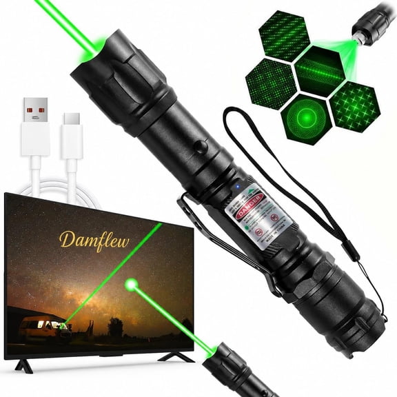HIBIBUD Green Laser Pointer High Power-Long Range Rechargeable Laser Beam,Usb-A Charging for Hiking,Presentations&Outdoor Use(Professional-Grade Green Light)